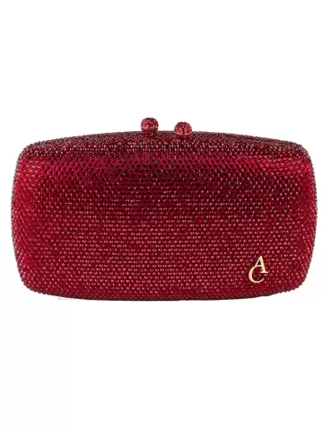 Anna Cecere bags | Borsa rosso rubino con strass e logo aca0130
