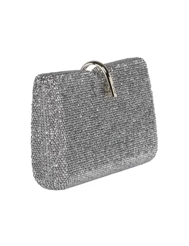 Silver crystals lavish formal jewel clutch evening bag 2