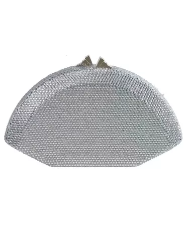 Silver shiny rhinestones jewel clutch evening formal bag