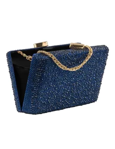 Ink blue crystals rhinestones jewel evening clutch bag | Anna Cecere aca641 2