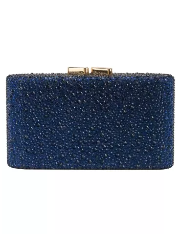 Anna Cecere shiny ink blue crystals purse clutch jewel bag