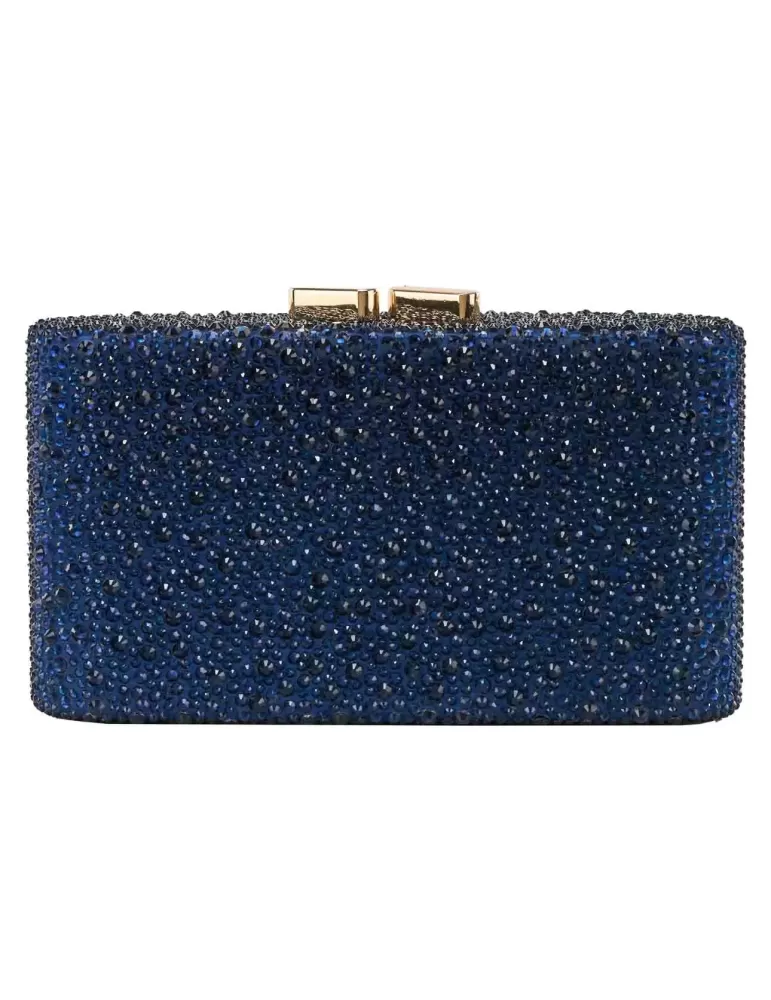 Anna Cecere shiny ink blue crystals purse clutch jewel bag Anna Cecere shiny ink blue crystals purse clutch jewel bag