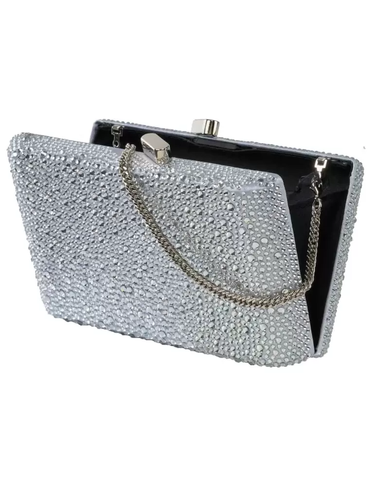 Anna Cecere shiny silver crystals purse clutch jewel bag