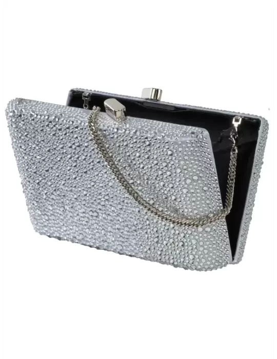 Anna Cecere bags | Borsa gioiello clutch con strass argento aca641