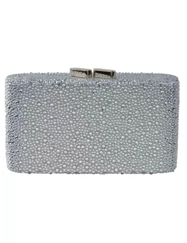 Silver crystals rhinestones jewel evening clutch bag | Anna Cecere aca641