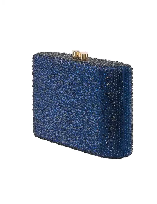 Ink blue crystals rhinestones jewel evening clutch bag | Anna Cecere aca641