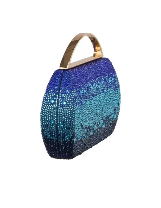 Anna Cecere multi blue shadows crystals lavish jewel bag