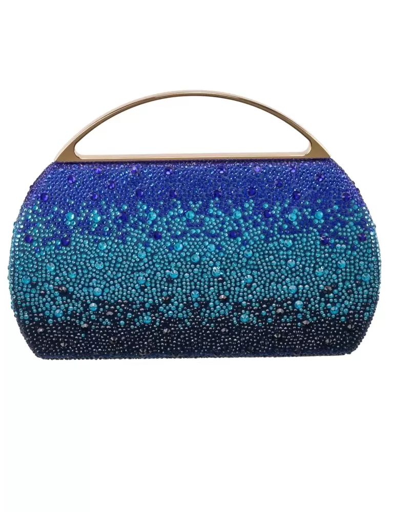 Multi blue shadows rhinestones lavish jewel bag | Anna Cecere aca640 Multi blue shadows rhinestones lavish jewel bag | Anna Cecere aca640