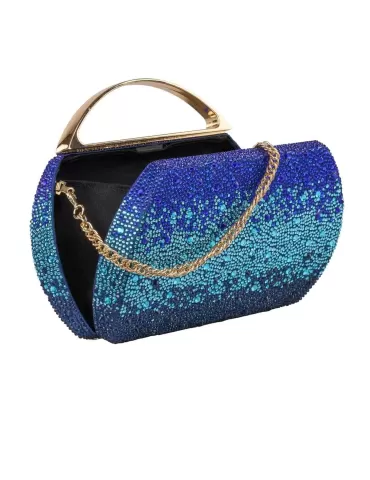 Anna Cecere bags | Borsa gioiello rotonda strass sfumati azzurro aca640 2