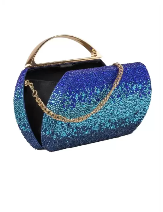 Anna Cecere bags | Borsa gioiello rotonda strass sfumati azzurro aca640