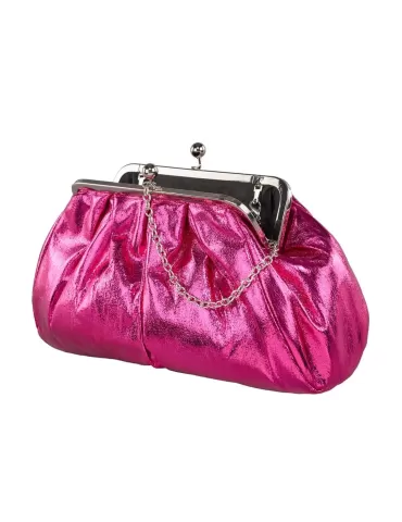 Shiny fuchsia glossy faux leather granny purse jewel bag 2