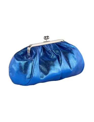 Royal blue shiny faux leather granny purse jewel bag 2