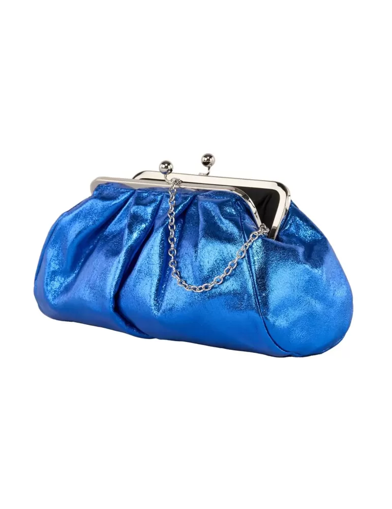 Royal blue shiny faux leather granny purse jewel bag
