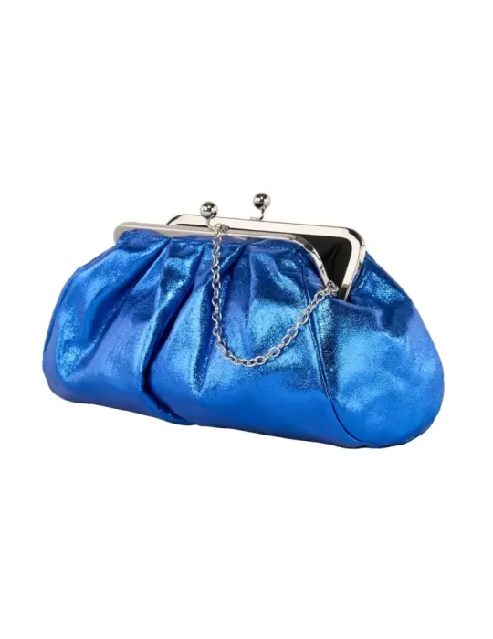Royal blue shiny faux leather granny purse jewel bag