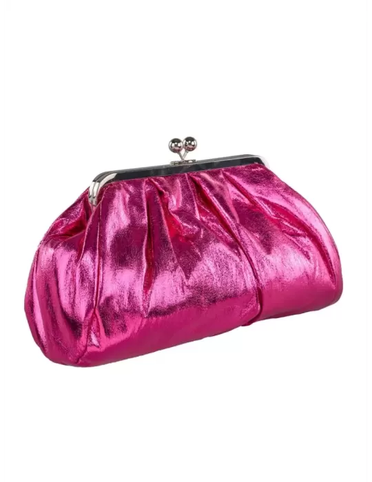 Fuchsia shiny faux leather granny purse jewel bag | Anna Cecere acd08