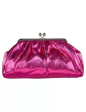 Fuchsia shiny faux leather granny purse jewel bag Anna Cecere acd08