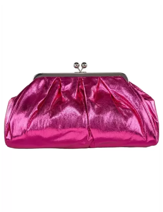Shiny fuchsia glossy faux leather granny purse jewel bag Shiny fuchsia glossy faux leather granny purse jewel bag