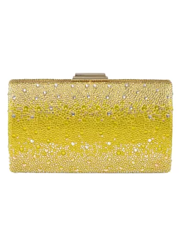Anna Cecere yellow shadows iridescent crystals jewel bag