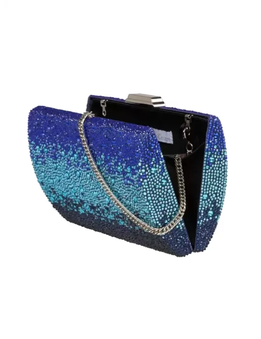 Anna Cecere royal blue shadows crystals lavish jewel bag