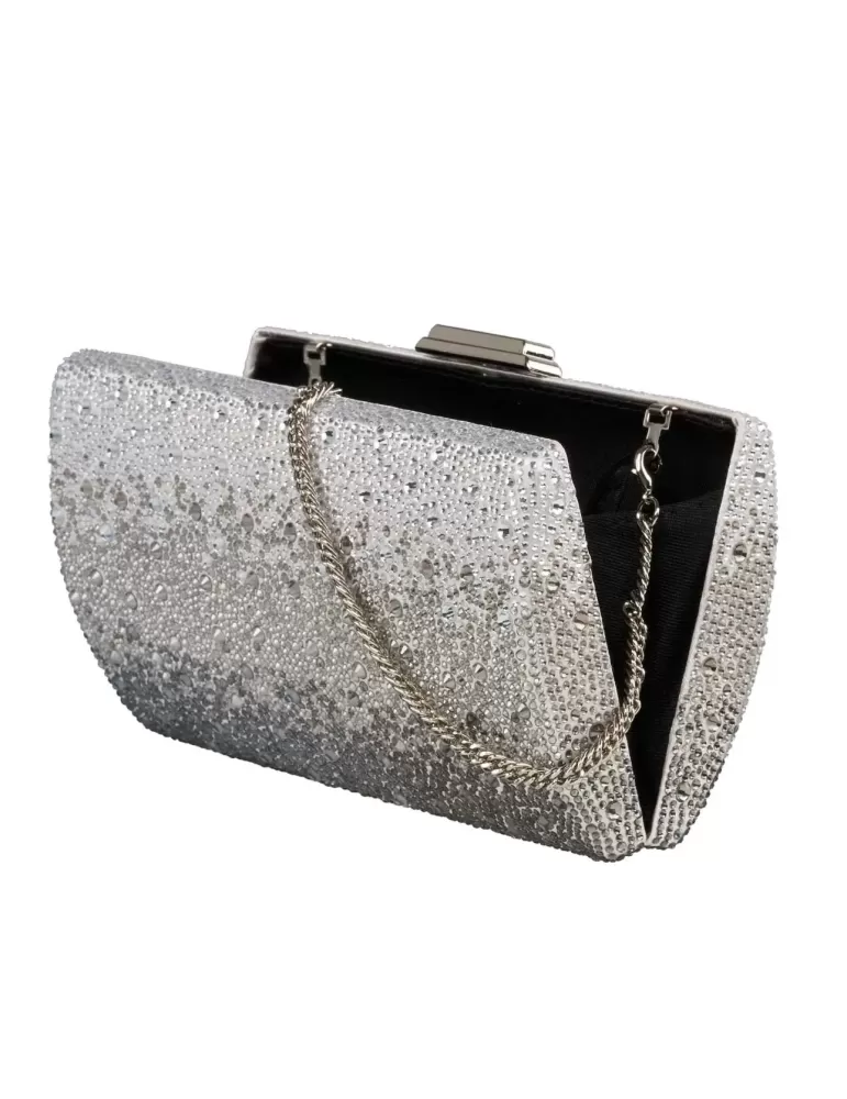 Anna Cecere white silver shadows crystals lavish jewel bag