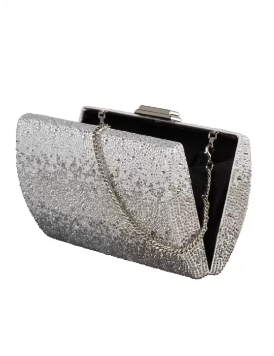 Anna Cecere bags | Borsa gioiello strass sfumati bianco argento aca629