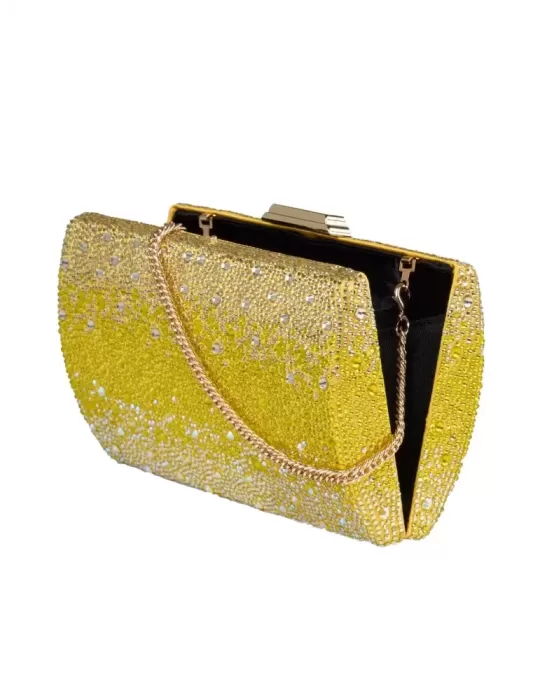 Anna Cecere yellow shadows iridescent crystals jewel bag