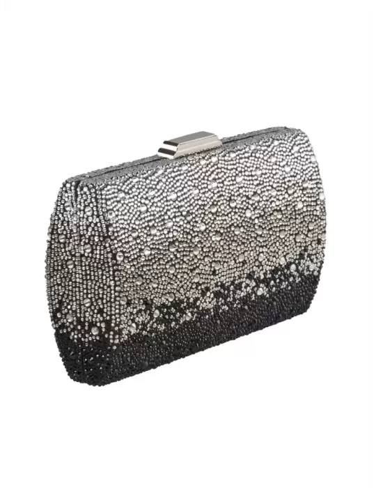 Anna Cecere black silver shadows crystals lavish jewel bag