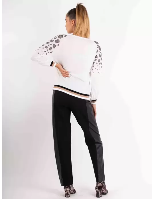 Piero Moretti 2023-24 | Maglia nera lana con cascata strass animalier