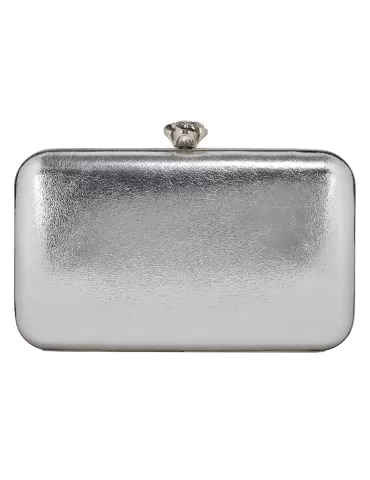 Anna Cecere silver shiny faux leather purse jewel bag