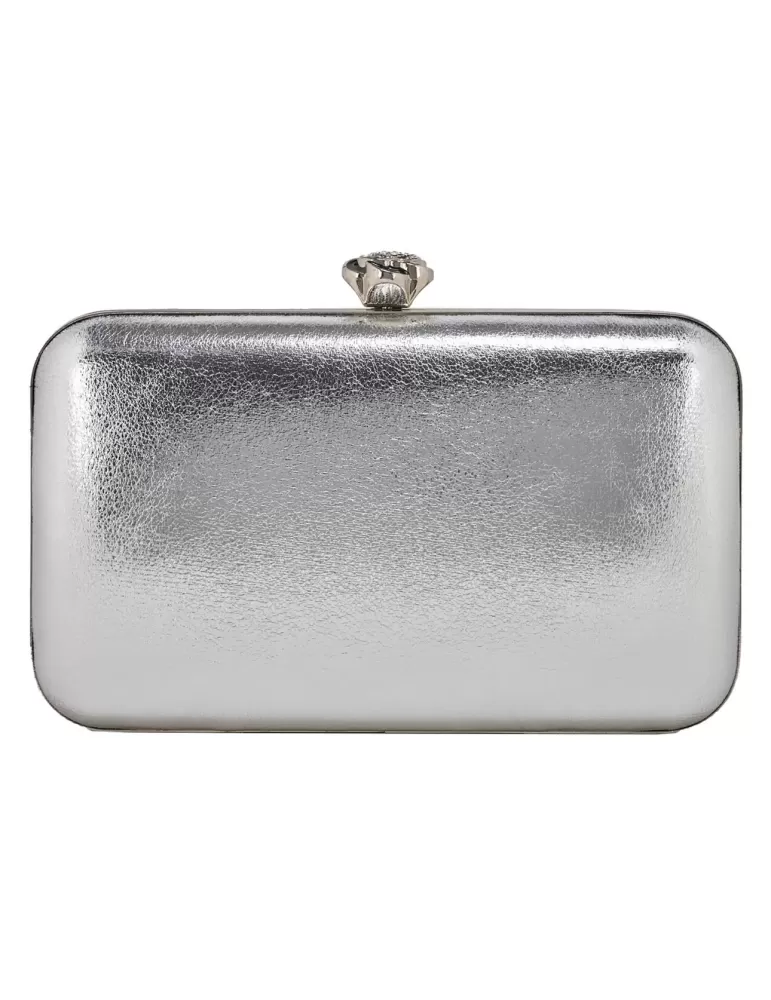 Silver shiny faux leather purse jewel bag  | Anna Cecere acd07 Silver shiny faux leather purse jewel bag  | Anna Cecere acd07