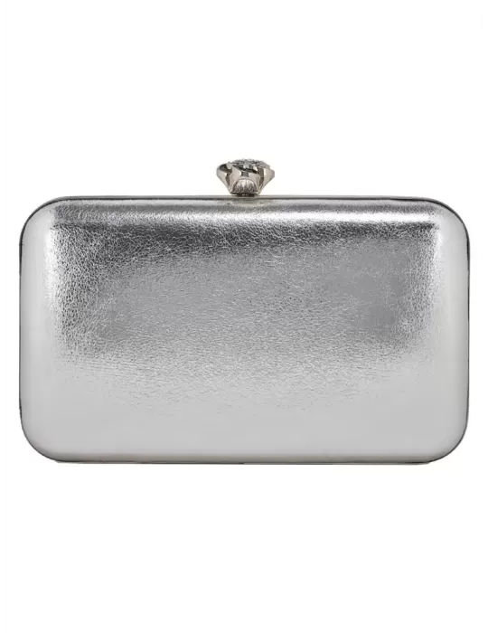 Anna Cecere bags | Borsa eco pelle vernice argento con fiore e strass acd07 Anna Cecere bags | Borsa eco pelle vernice argento con fiore e strass acd07