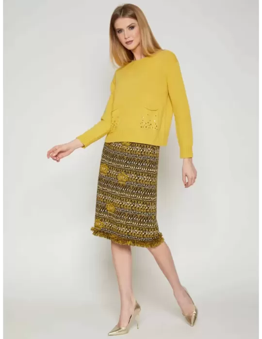 Francesca Mercuriali Italian Luxury Knitwear | Yellow cashmere sweater