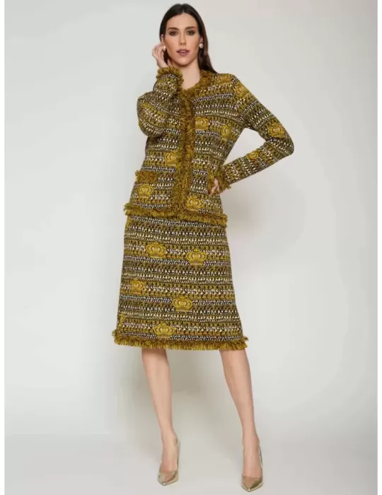 Francesca Mercuriali outlet | Giacca e gonna in lana jacquard tg 60 Francesca Mercuriali outlet | Giacca e gonna in lana jacquard tg 60