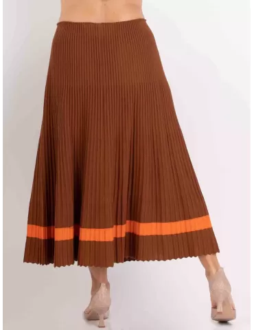 Piero Moretti light brown and orange wool plissè skirt 2