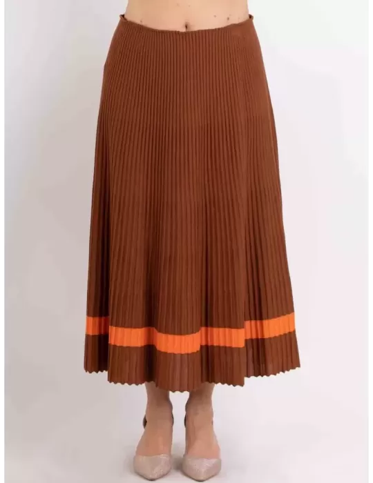 Piero Moretti light brown and orange wool plissè skirt plus size available Piero Moretti light brown and orange wool plissè skirt plus size available