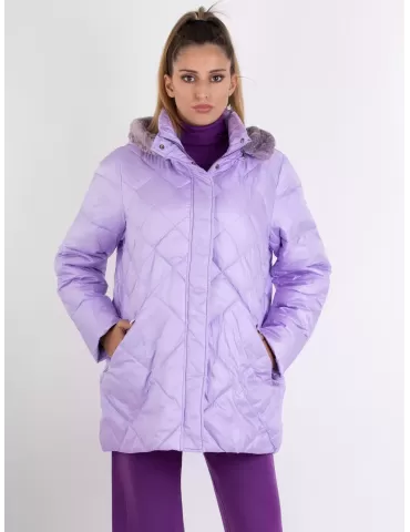 Plus size lilac fur hooded...