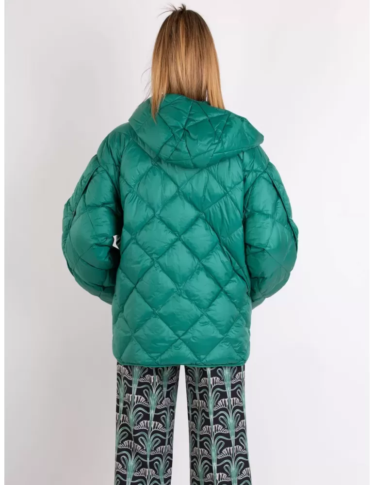 Blue Overcoat Italy | Plus size green hooded padded jacket cape