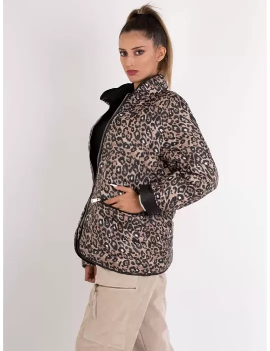 Blue Overcoat | Animal print silk reversible hooded padded jacket