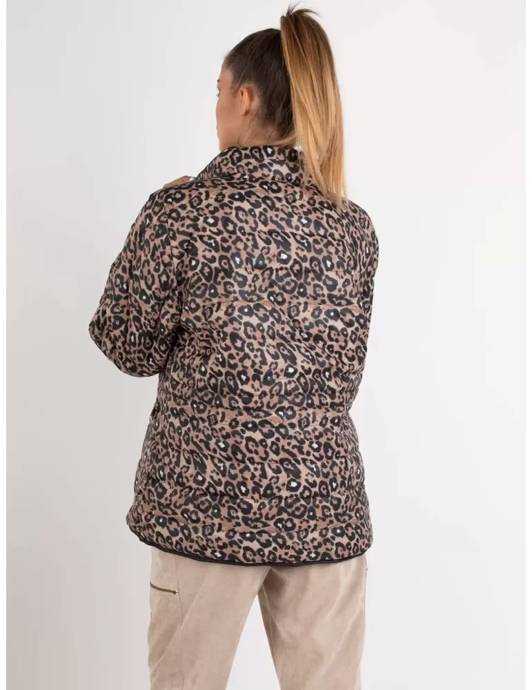 Blue Overcoat | Animal print silk reversible hooded padded jacket