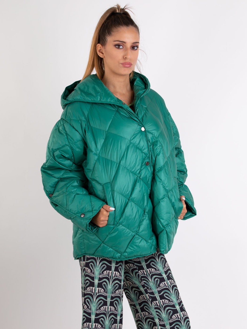 Plus size green hooded...