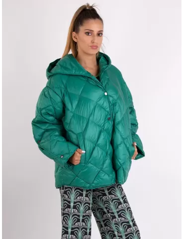 Blue Overcoat Italy Plus size green hooded padded jacket cape