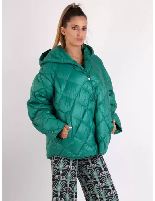 Blue Overcoat Italy | Plus size green hooded padded jacket cape Blue Overcoat Italy | Plus size green hooded padded jacket cape