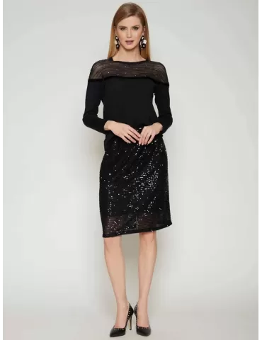 Mercuriali plain black formal shirt with mesh and rhinestones 2
