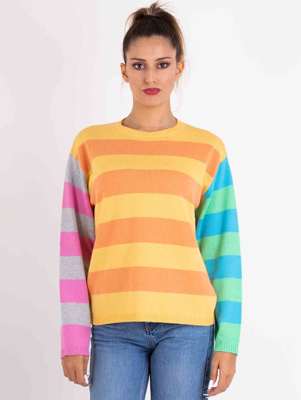 Multi pastel color striped...