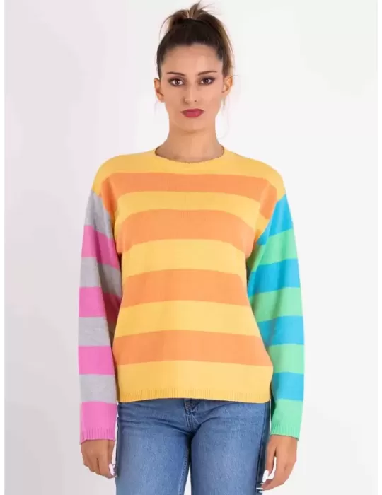Maglione pullover multicolore in lana cashmere e seta | Frida Madè Maglione pullover multicolore in lana cashmere e seta | Frida Madè