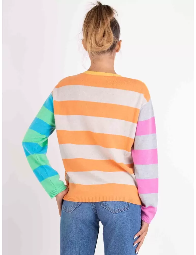 Maglione pullover multicolore in lana cashmere e seta | Frida Madè