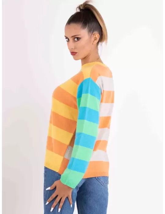 Maglione pullover multicolore in lana cashmere e seta | Frida Madè
