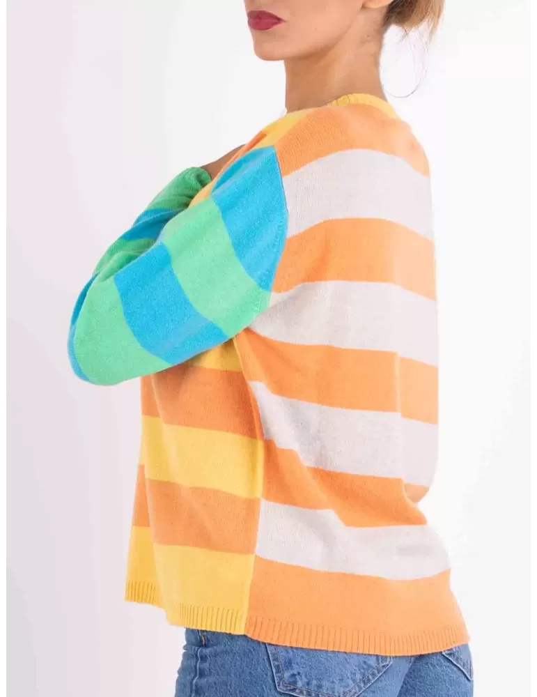 Maglione pullover multicolore in lana cashmere e seta | Frida Madè