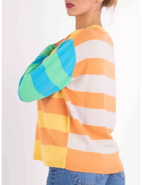 Maglione pullover multicolore in lana cashmere e seta | Frida Madè
