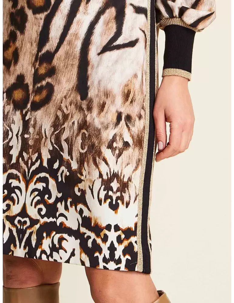 Piero Moretti F/W 2023-24 | Animal and baroque golden dress plus size